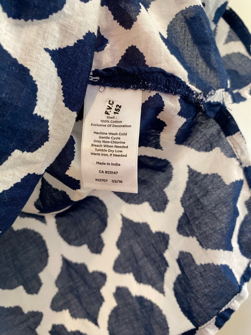 Talbots Navy White Lattice Embroidered Tunic Cotton Boho Peasant Top Size Medium - Picture 6 of 10